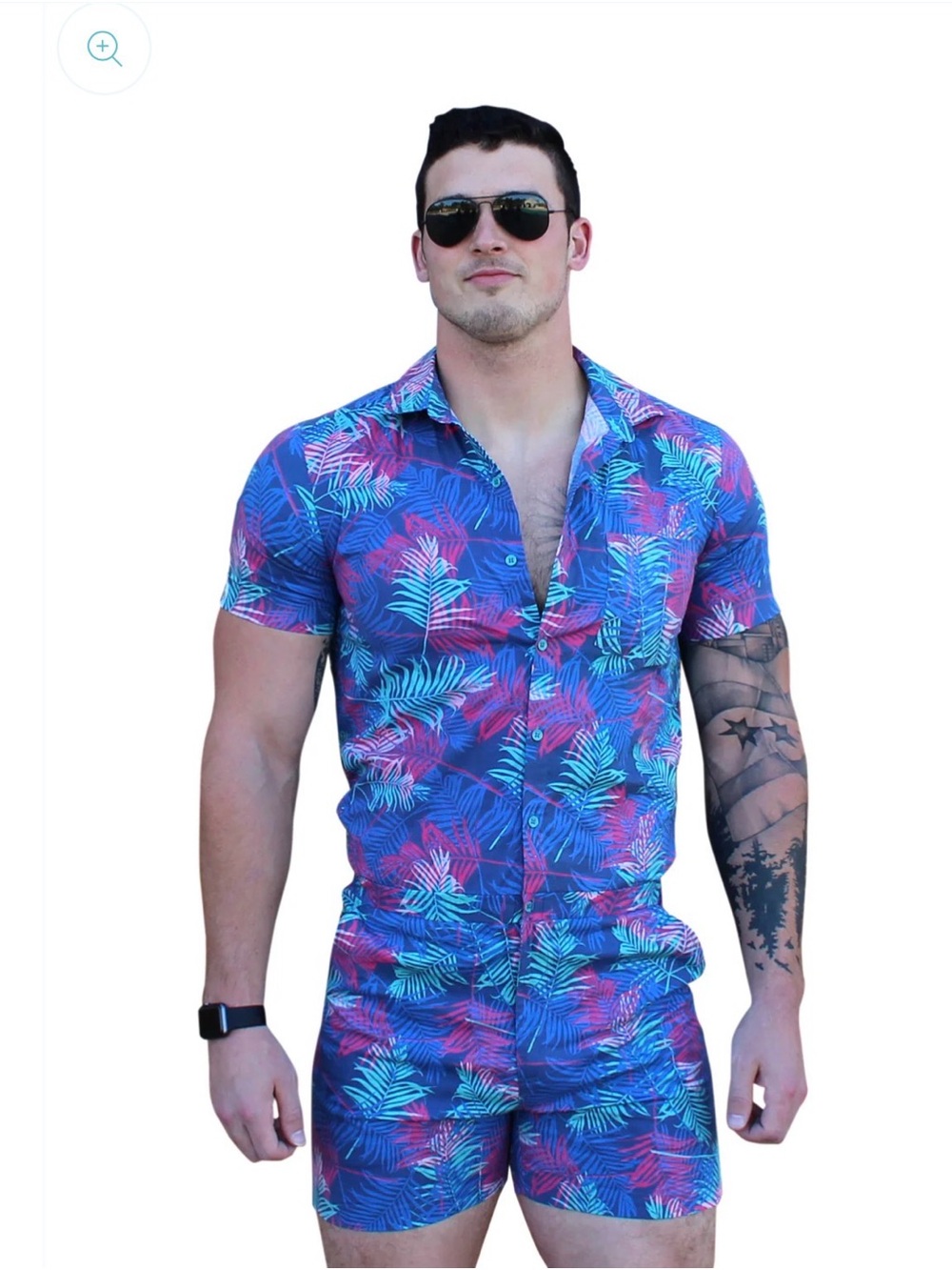 Zesties Men’s Romper Tropical Leaves Size XL